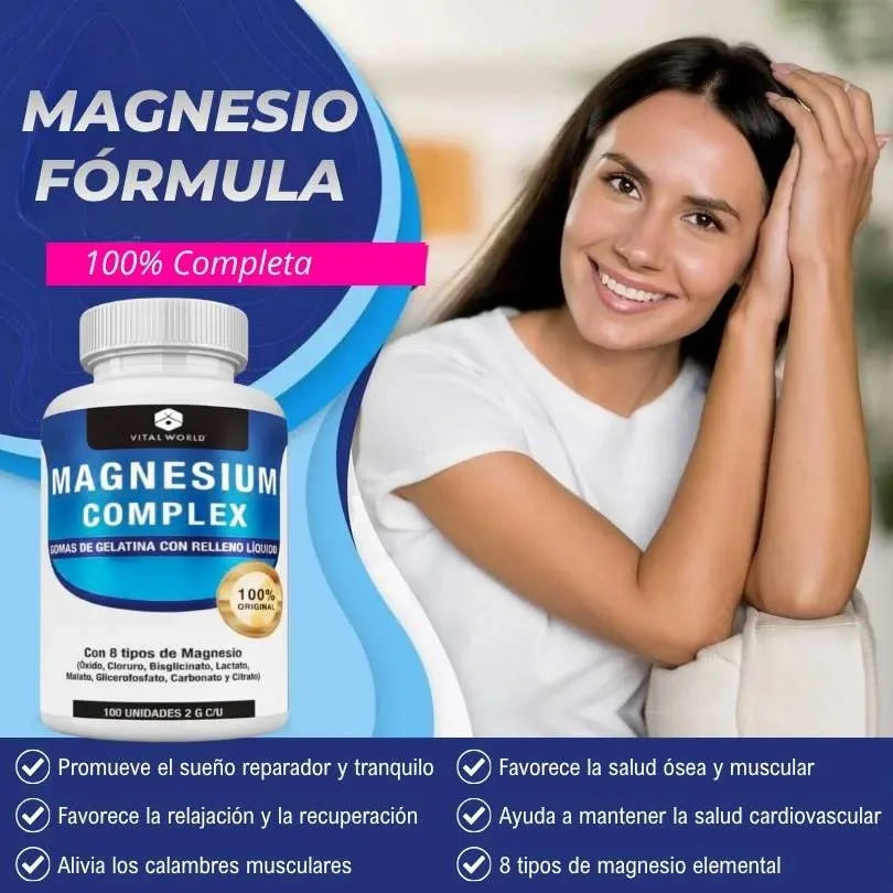 MAGNESIUM COMPLEX™ 8 EN 1 | 90 Cápsulas | Equilibrio y Vitalidad | Suplemento Premium 1000mg