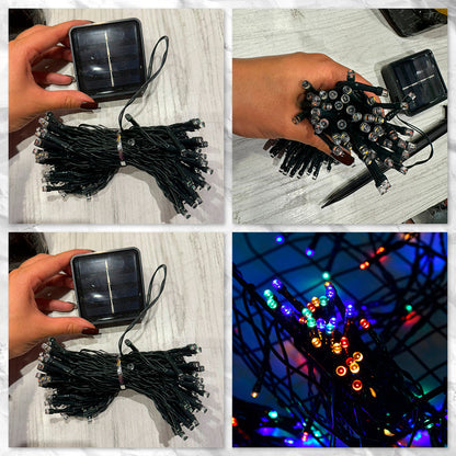 Luces Navideñas 100 Leds | Con Carga Solar | Con Sensor Nocturno