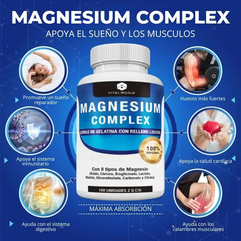 MAGNESIUM COMPLEX™ 8 EN 1 | 90 Cápsulas | Equilibrio y Vitalidad | Suplemento Premium 1000mg