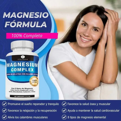 MAGNESIUM COMPLEX™ 8 EN 1 | 90 Cápsulas | Equilibrio y Vitalidad | Suplemento Premium 1000mg