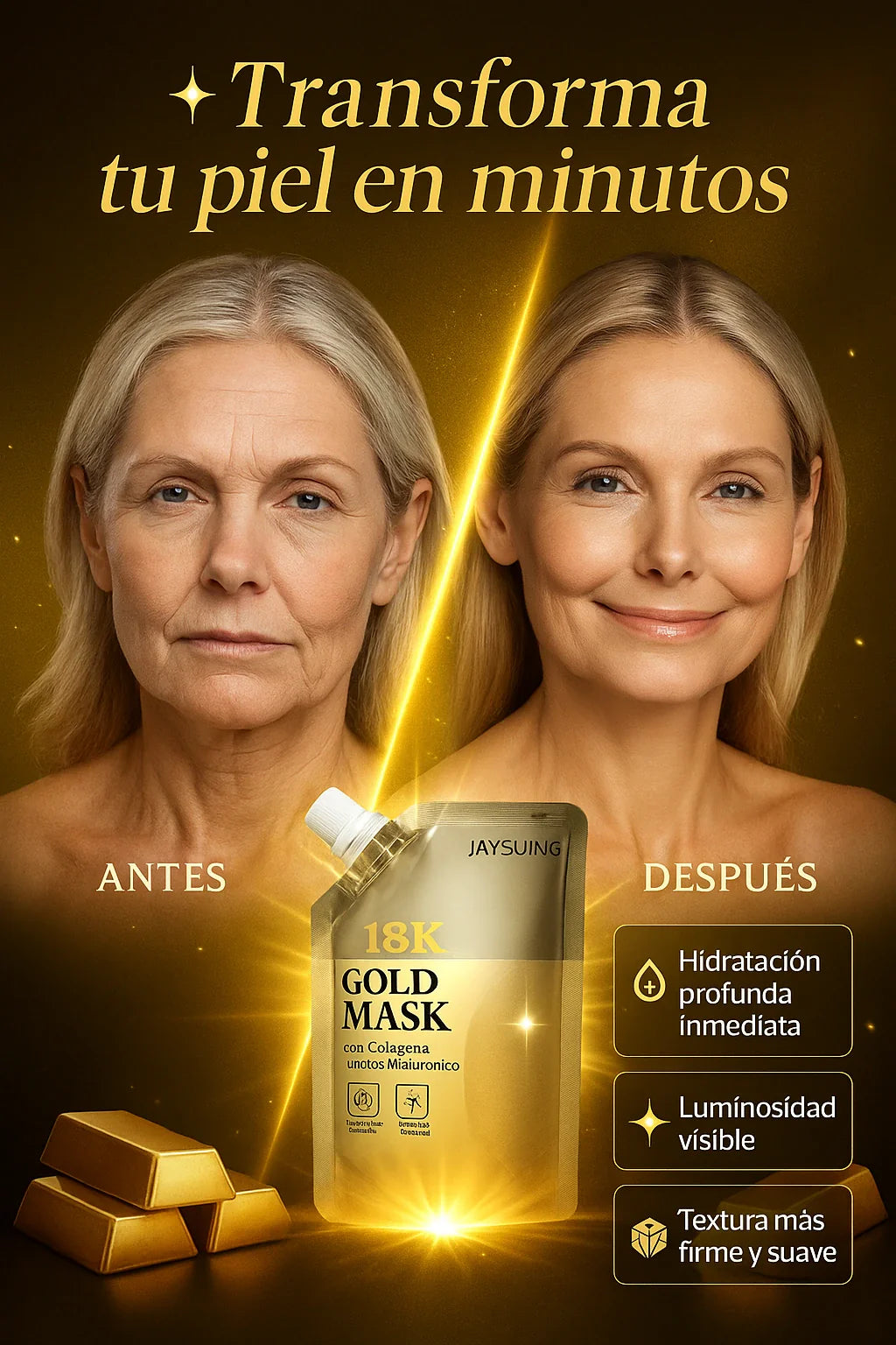 Gold Mask. Mascarilla Dorada con Ácido Hialurónico y Retinol