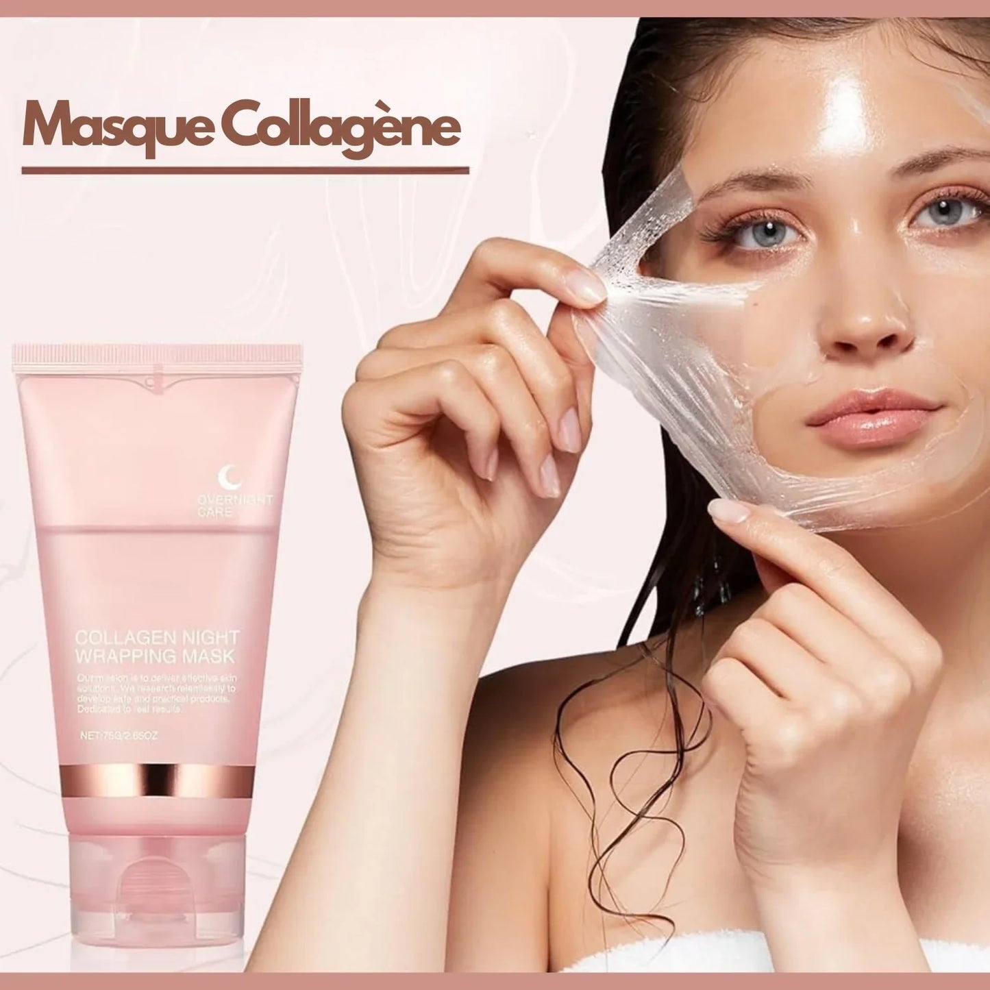 Masque de Visage en collagène. Lisse, hydrate et raffermit le visage.