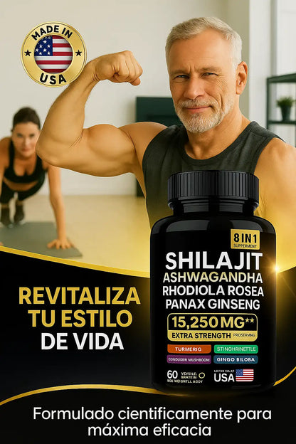 Shilajit 8 en 1 | 60 Cápsulas | Energía todo el día⚡