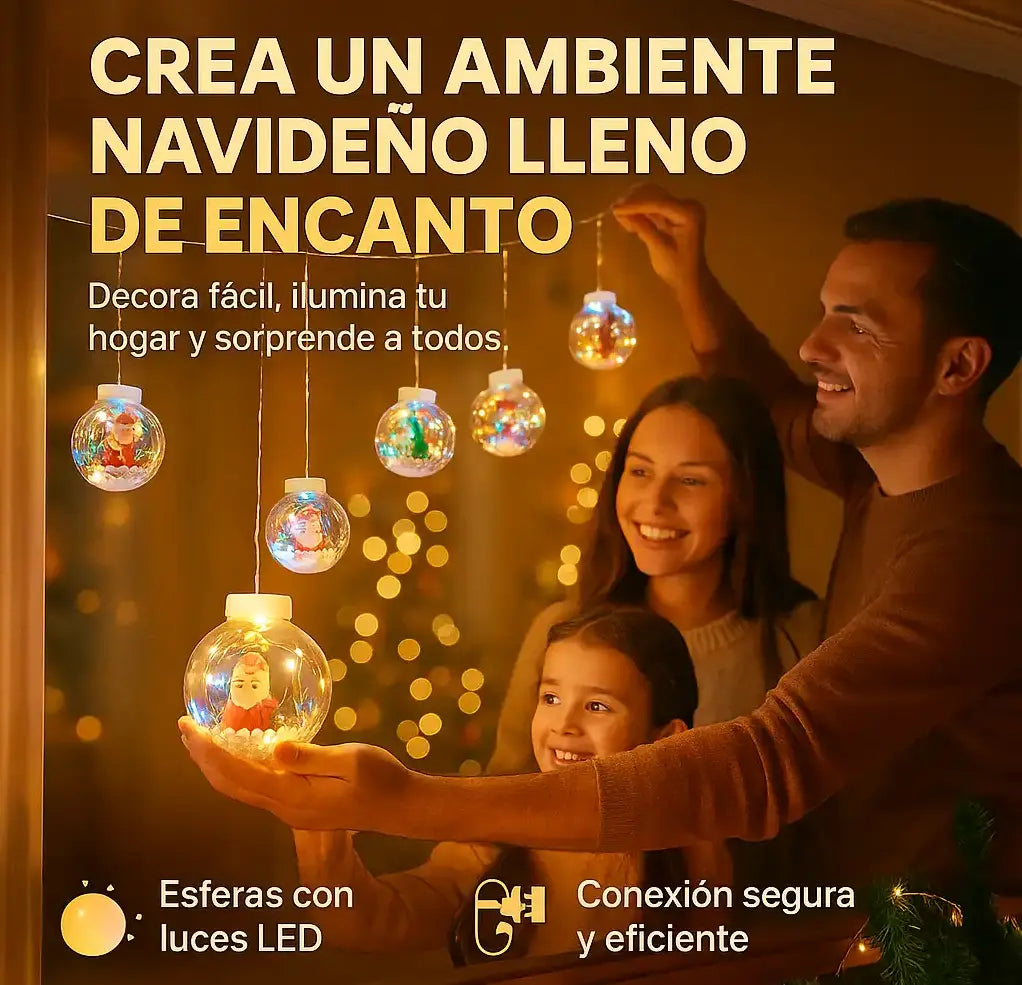 Cortina LED de 3M con 10 Esferas Luminosas 🎇