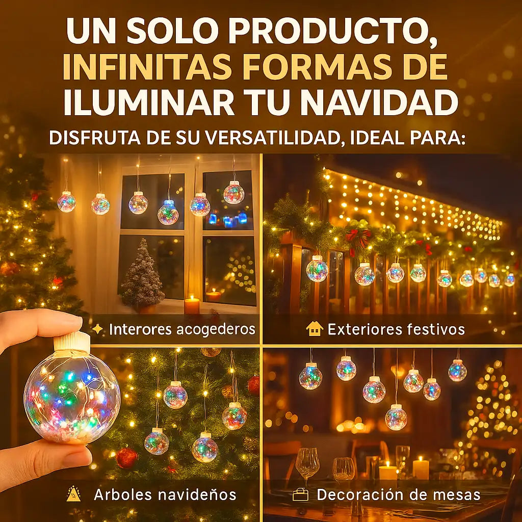 Cortina LED de 3M con 10 Esferas Luminosas 🎇