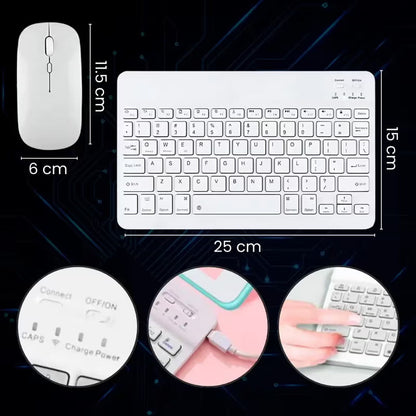 Kit Inalámbrico Mini Teclado y Mouse Óptico | Carga USB + Bluetooth