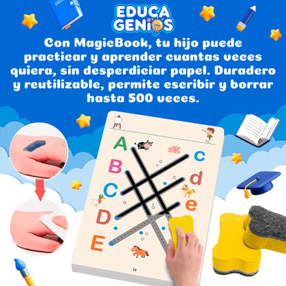 Cuaderno Montessori de Trazos y Escritura Infinitos | 64 Páginas Reutilizables