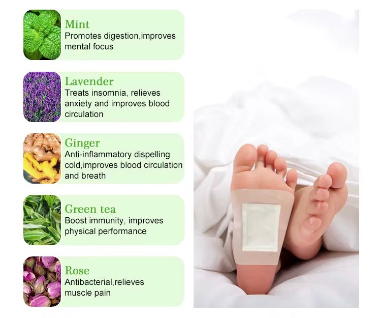 Patchs Détox Pour Les Pieds: Lots De 10, A Base De Plantes Naturelle, Efficace Pour 5 Jours, Améliore Le Sommeil, Soulage La Fatique Des Pieds