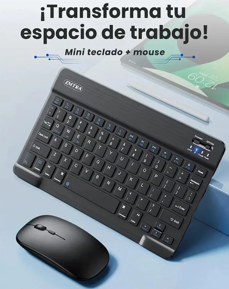 Kit Inalámbrico Mini Teclado y Mouse Óptico | Carga USB + Bluetooth