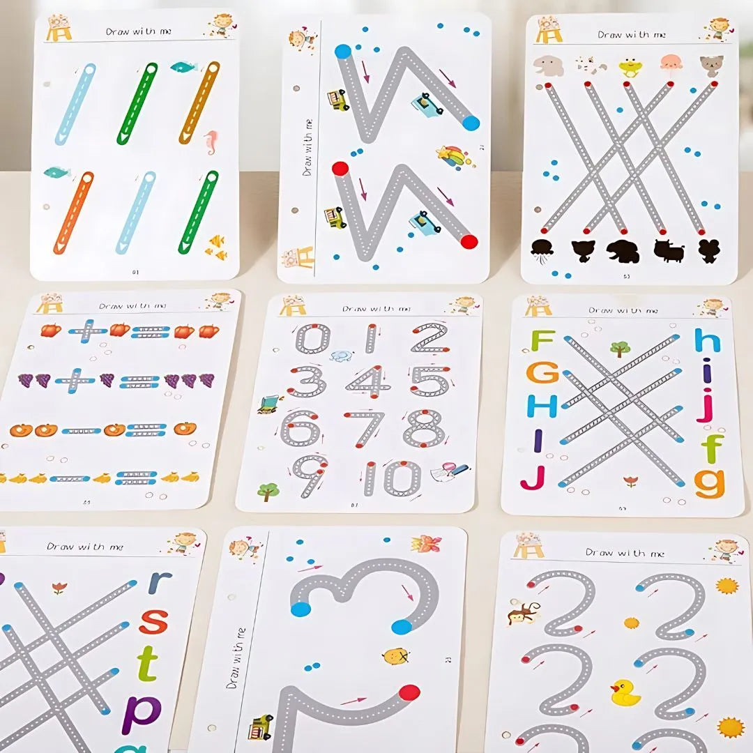 Cuaderno Montessori de Trazos y Escritura Infinitos | 64 Páginas Reutilizables