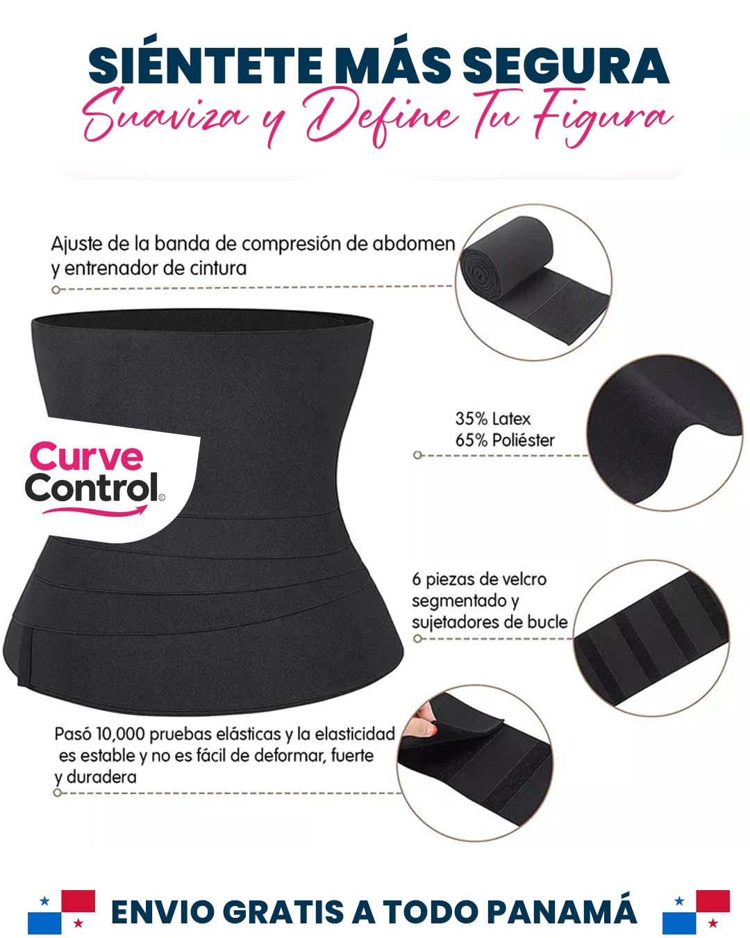 CurveControl© - Banda Elástica Moldeadora de Cintura de Avispa
