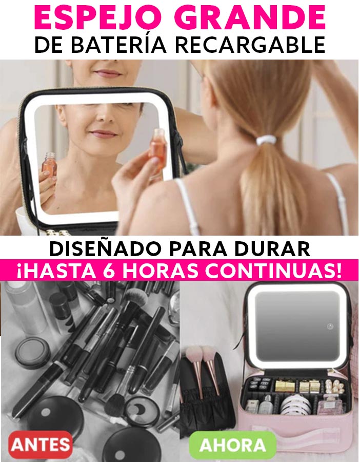 Organizador de Maquillaje Portátil + Espejo LED + Guía Digital GRATIS