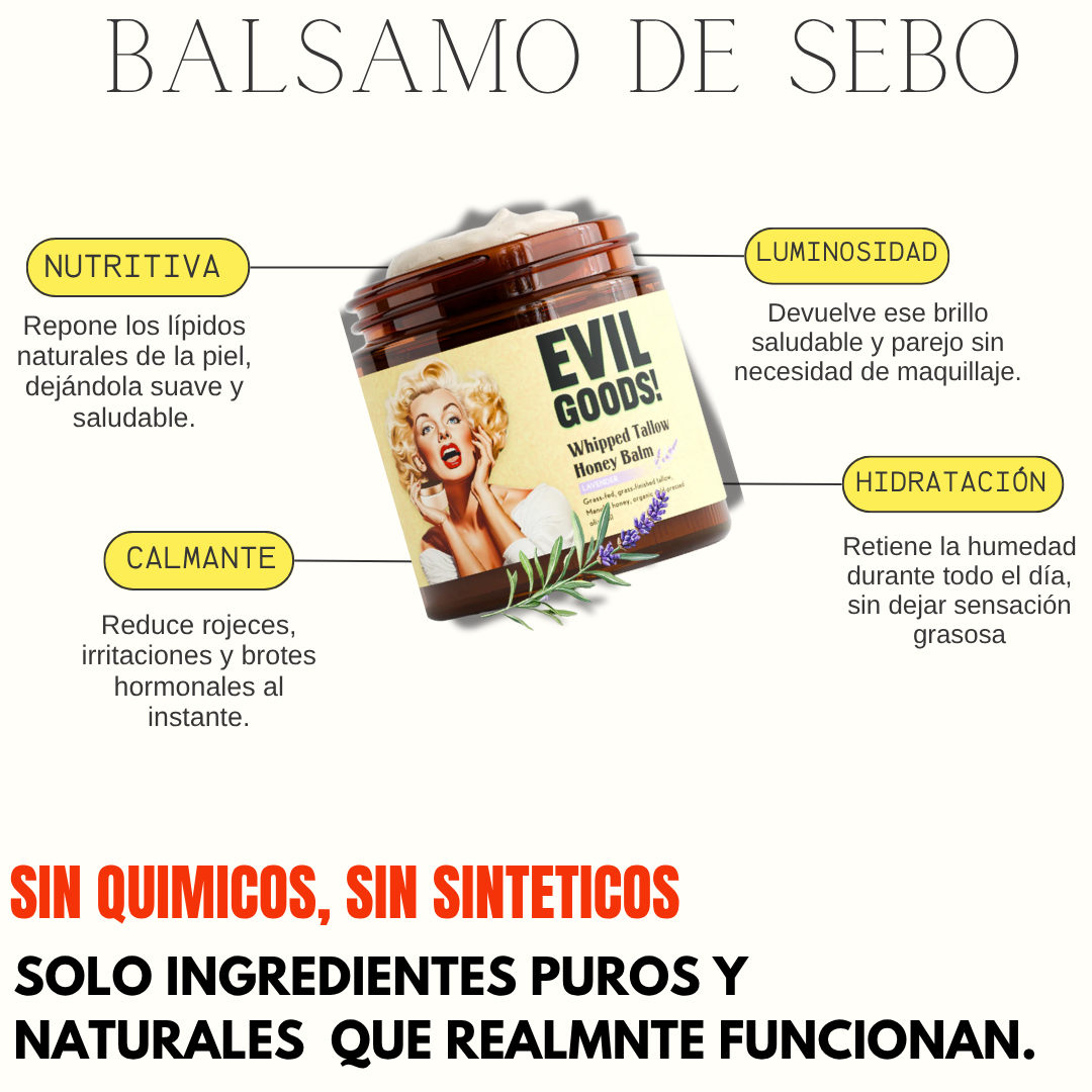 Bálsamo de miel de manuka y sebo de res - Hidrata, iguala el tono y reduce imperfecciones